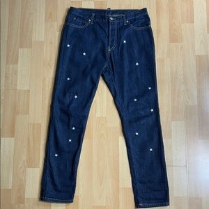 The Editor Star Embroidered Dark Wash Jean size 30 Cotton Lightweight Denim